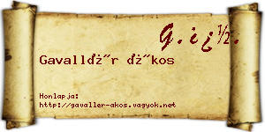 Gavallér Ákos névjegykártya